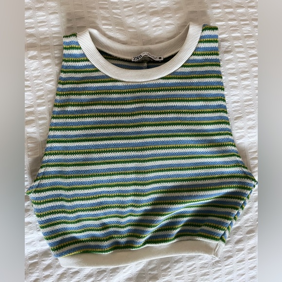 Striped Knit Zara Cropped Tank - Picture 2 of 4